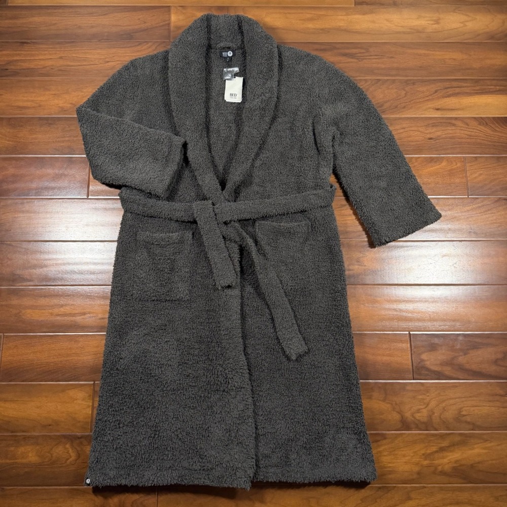 Barefoot Dreams Malibu Women's Size 2 Carbon Gray CozyChic Long Robe Long Sleeve